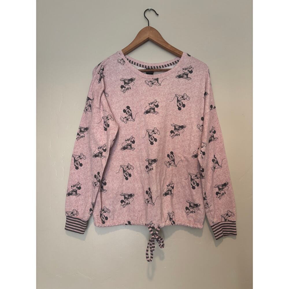 Disney Mickey Mouse Sweater Women Pink Knit Long Sleeve Graphic Top Size M - Picture 2 of 2